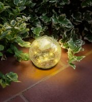 Zapichovacia solárna sveteľná guľa - 10 cm - 10 teplých bielych LED