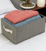 Úložný box z látky - 38,5 x 24 x 16,5 cm  - sivý