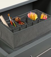 Úložný box z textilu - 32 x 16 x 11 cm - 12 kapsí - sivý