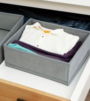 Úložný box z látky - 30 x 26 x 10 cm - sivý