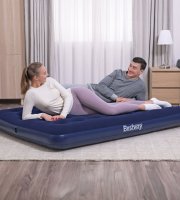 Nafukovací matrac - jednolôžkový, velúr - modrý - 191 x 137 x 22 cm