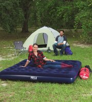 Nafukovací matrac - dvojmiestny, velúr - modrý - 203 x 183 x 22 cm