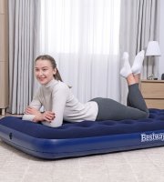 Nafukovací matrac - jednolôžkový, velúr - modrý - 188 x 99 x 22 cm