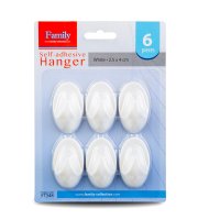 Samolepiaci vešiak - biely - plast - - 2,5 x 4 cm - 6 ks / balenie