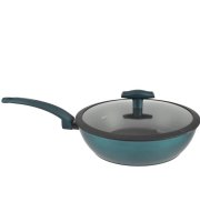 Sea Line nepriľnavý hliníkový wok so sklenenou pokrievkou 28 cm indukčný