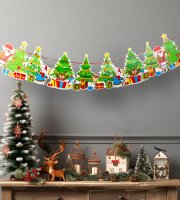 Vianočná papierová girlanda - 8 ks vianočných stromov - 3,5 m 