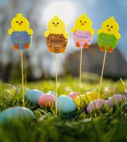 Veľkonočná dekorácia - kuriatko - 4 druhy - 6 x 9 cm - zapichovateľné