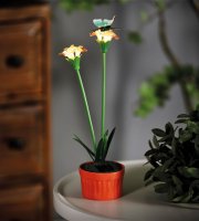 Farebné solárne kvety - 8 x 8 x 32 cm - 10 teplých bielych LED - červená