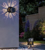 Solárna dekoračná lampa - na stenu / stojaca - 8 x 9 cm - 1 teplá biela SMD LED