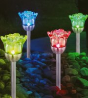 Solárna lampa - zapichovateľná - ruža - 1 RGB LED - 8 x 36,5 cm 