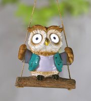 Zavesiteľná solárna dekorácia - sova - 2 biele LED - 10 x 6 x 28 cm