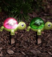 Zapichovacia solárna lampa - korytnačka - biela LED - 10 x 6 x 15 cm 
