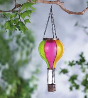 Zavesiteľná solárna lampa - vzduchový balón - efekt plameňa - 12 žltých LED - 11 x 11 x 37 cm 