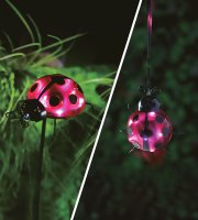 Solárna lampa - lienka - zapichovateľné / štipec - červená - 15 x 7 x 16 cm - 6 LED