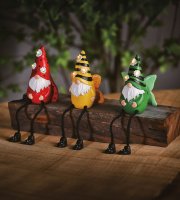 Solárny trpaslíci s nohami - 3 druhy - 3 teplé biele LED - 13,5 cm