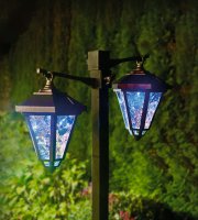 LED solárna lampa - svietnik - 137 cm - čierny - studená biela