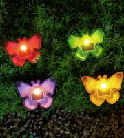 Zapichovacia solárna LED - motýle - farebné, čierne - plast - 9 x 9 x 8,5 cm 