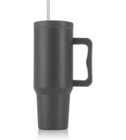 Gourmetmaxx Termo pohár s viečkom a slamkou 1,2 liter sivá