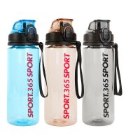 Športová fľaša - plastová, priehľadná - 600 ml - 3 farby
