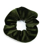 Zamatová gumička na vlasy Tmavo zelená