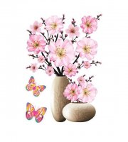 Nálepka s kvetinou na stenu 3D Pink