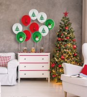 Sada balónikov - červené, biele, zelené, s vianočnými motívmi - 10 ks / balenie