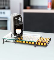Kovový stojan na kávové kapsule – na 60 kapsúl Nespresso – 410 x 260 x 60 mm – matná čierna