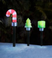 Vianočná solárna lampa – LED – darček, vianočný stromček, cukrová palica – 37 x 7 x 7 cm