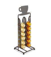 Kovový stojan na kávové kapsule – na 28 kapsúl Nespresso – 125 x 115 x 340 mm – matná čierna
