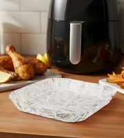Papier na pečenie do Air fryer - pre varenie bez oleja - vzorovaný, štvorec - 20 cm - 50 ks / baleni