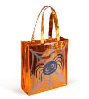 Halloweenská darčeková taška - pavúk - 30 x 33 cm - oranžová