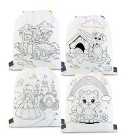  Vyfarbovateľný vak na prezúvky – so 4 fixkami – 33 x 27 cm – 4 druhy