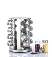 Otočný stojan na koreniny 16-dielny nerezový