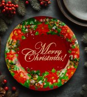 Vianočný tanier – plastový – „Merry Christmas” – 37,5 cm