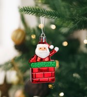 Vianočná dekorácia - Mikuláš - závesná - plast - 7,5 x 5 cm