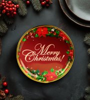 Vianočný tanier – plastový – „Merry Christmas” – 22 cm