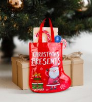 Vianočná darčeková taška – čižma – 33 cm – červená