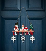 Vianočná dekorácia - závesná - drevená - so zvončekom - 23 x 20 cm - 2 druhy