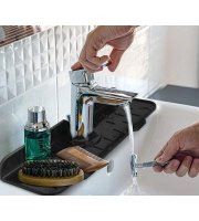 Držiak na prostriedok na umývanie riadu a špongiu - 38 x 14 cm -  sivý