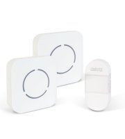 Digitálny bezbatériový a bezdrôtový zvonček – Kinetický – 2 vnútorné jednotky – biely – modrá LED