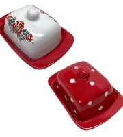 Keramická maselnička glazovaná Bodkovaná / Maďarská Matyó