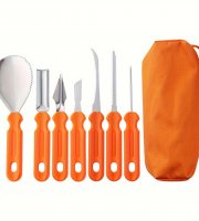 7-dielna súprava nožov na vyrezávanie tekvíc z nehrdzavejúcej ocele s úložnou taškou – Perfektné na halloweenskú dekoráciu