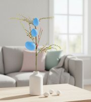 Veľkonočná vetvička s vajíčkami – trblietavá – modrá – 40 x 16 cm