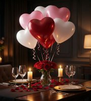 Balónová sada - v tvare srdca - červená/biela/ružová - 10 ks / balenie