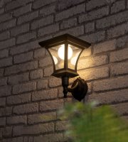 LED solárne svietidlo – nástenné – 21 x 21 cm – 8 LED – čierne – teplá biela