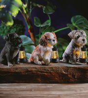 Solárne zvieracie figúrky – 3 druhy psov – 1× teplá biela LED – 14 cm