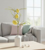 Veľkonočná vetvička s vajíčkami – trblietavá – žltá – 40 x 16 cm