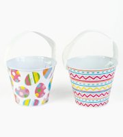 Veľkonočné vedro s motívom - kov - s pútkom na prenášanie - Ø11,7 x 10 cm