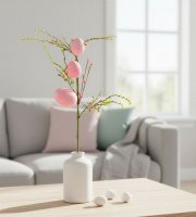 Veľkonočná vetvička s vajíčkami – trblietavá – ružová – 40 x 16 cm