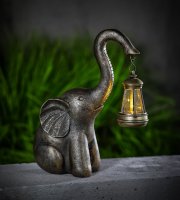 LED solárna lampa – slon – teplá biela – plast – 30,5 x 12 x 24 cm